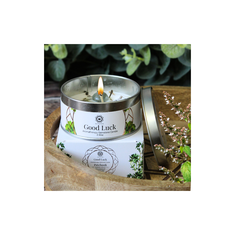 VELA PATCHOULI, AVENTURINA VERDE  - Buena Suerte