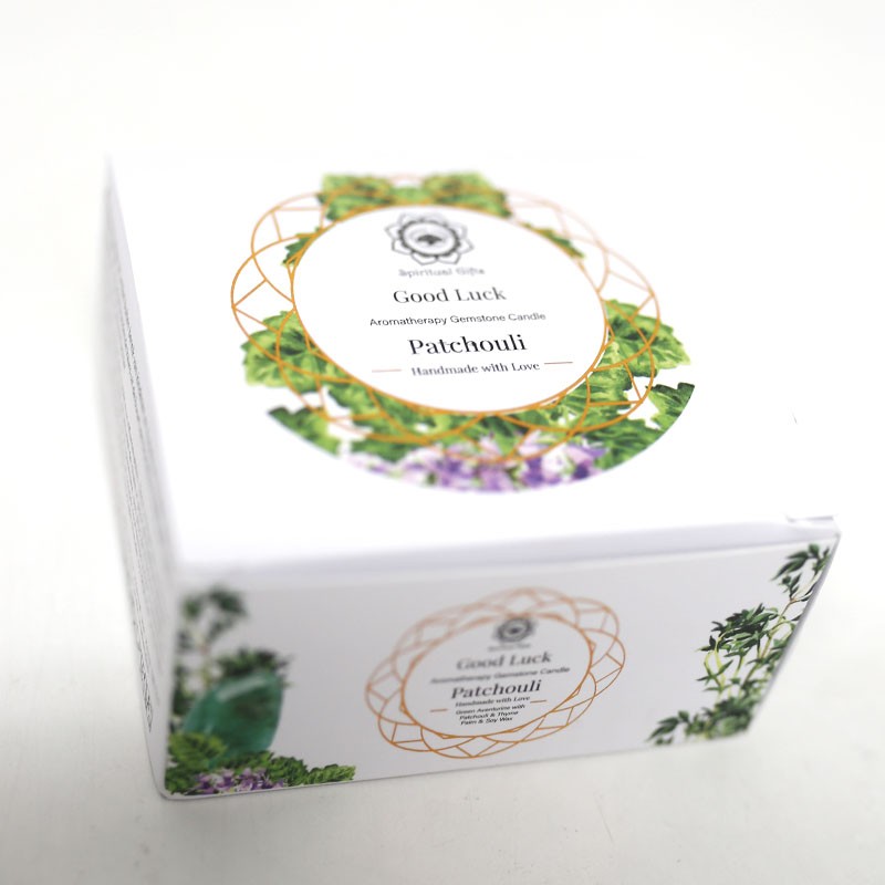 VELA PATCHOULI, AVENTURINA VERDE  - Buena Suerte