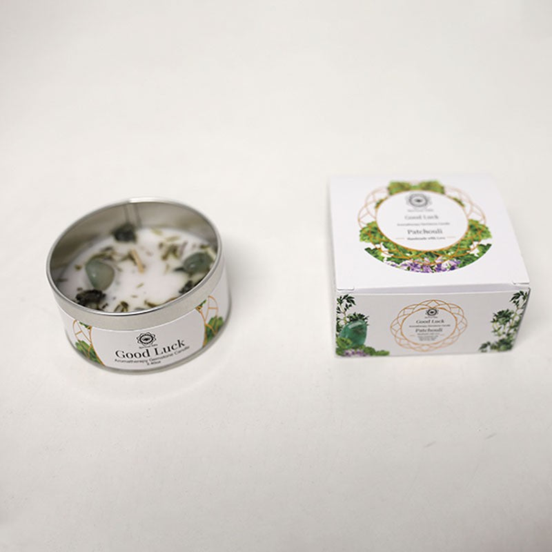 VELA PATCHOULI, AVENTURINA VERDE  - Buena Suerte