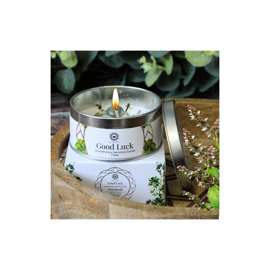 VELA PATCHOULI, AVENTURINA VERDE  - Buena Suerte